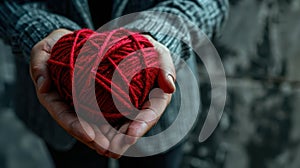 The Hands Holding Yarn Heart.AI generated image