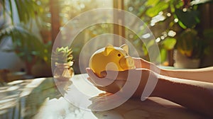 The yellow piggy bank.AI generated image