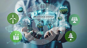 Hands holds concept renewable energy Strategy
