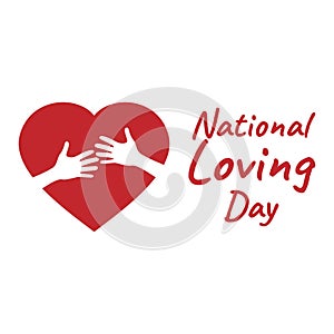 Hands hugging heart icon. National Loving Day Design Concept, suitable for social media post templates, posters, greeting cards, b