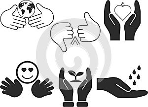 Hands icon, Finger black vector icon set