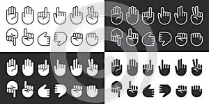 Hands icons set. Hand gestures. Hands and other gestures. Vector scalable graphics