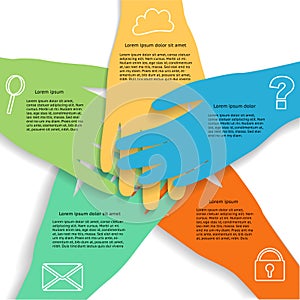 Hands Infographic showing business teamwork