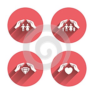 Hands insurance icons. Family life-assurance