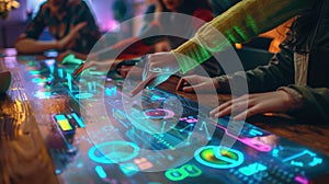 The futuristic touchscreen table.AI generated image photo