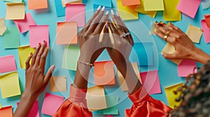 Creative Brainstorming with Post-Its.AI generated image