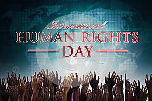 Hands with International Human Right Day text