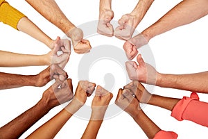 Hands of international people showing thumbs up