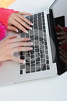 Hands on the keyboard.