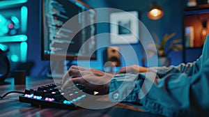 Hands on the keyboard..AI generated image