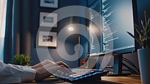 Hands on keyboard coding.AI generated image