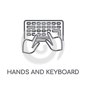 Hands and Keyboard linear icon. Modern outline Hands and Keyboar