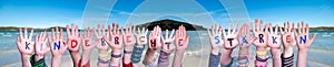 Hands, Kinderrechte Staerken Mean Strengthen Children Rights, Ocean Background