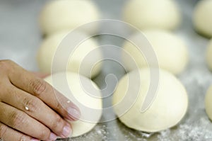 Hands kneading bread dough