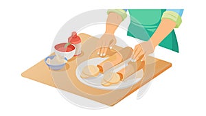 Hands Kneading Dough Baking Art, vector design Generative AI