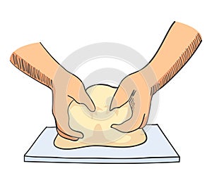 Hands kneading dough