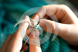 Hands knitting