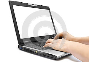 Hands on the laptop