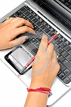 Hands on laptop