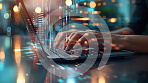 Hands on a laptop keyboard.AI generated image