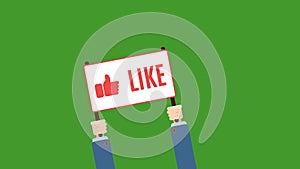 Hands with a like sign under the video green new