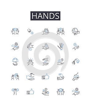 Hands line icons collection. Innovative, Reliable, Progressive, Cutting-edge, Next-gen, Dynamic, Efficient vector and