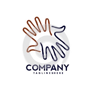 Hands lines Care logo, togetherness concept logo