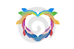 Hands in a love heart shape logo design