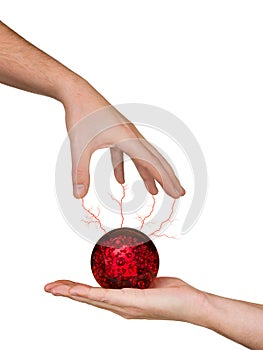 Hands and magic sphere