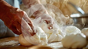 The hands making cheese.AI generated image