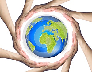 Hands making a circle Surrounding the Earth