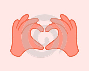 Hands making or formatting a heart symbol icon. I love you heart sign.