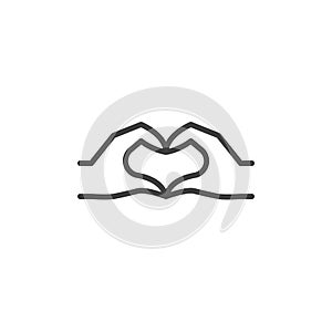 Hands making heart line icon