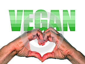Hands making heart for vegan or veganism lifestyle