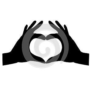 Hands making heart on white background. formatting a heart symbol. flat style