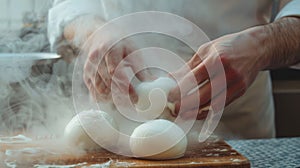 The hands making mozzarella.AI generated image