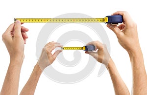 Hands with measure tape set