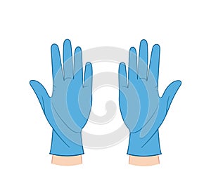 Hands in medical gloves. Vector flat style illustration isolated on white background photo