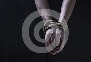 Hands of a missing kidnapped