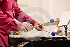 Hands musician playing the vibraphone