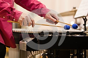 Hands musician playing the vibraphone