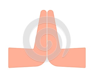 Hands namaste sign. Indian religion traditional symbol. Gesture welcome, greeting, please, thank. Namaste exercise, meditation.