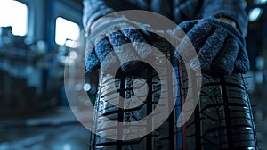 Hands on a New Tire.AI generated image