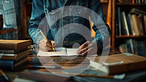 The hands and a notebook.AI generated image