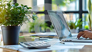 The hands on office desk.AI generated image