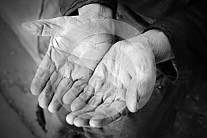 Hands of the old woman