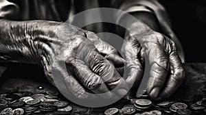 hands of an old woman asking for help money generative ai