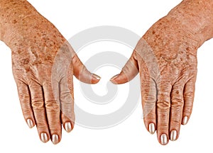 Hands of an old woman close-up