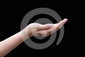 Hands open up isolated on a black background.clipping path