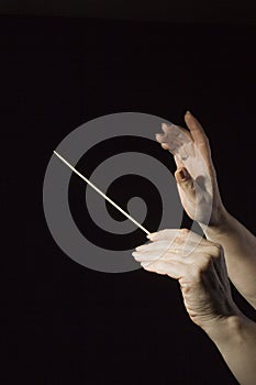 Hands of an orchestra conductor